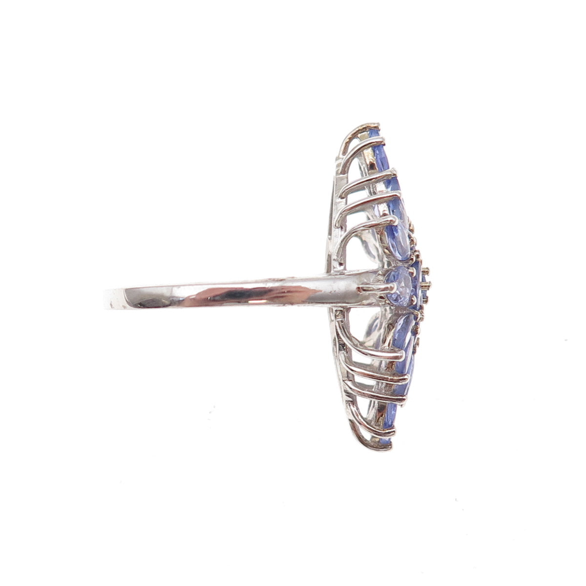 Chuck Clemency 925 Sterling Silver Real Multi-Cut Tanzanite Cluster Ring Size 8