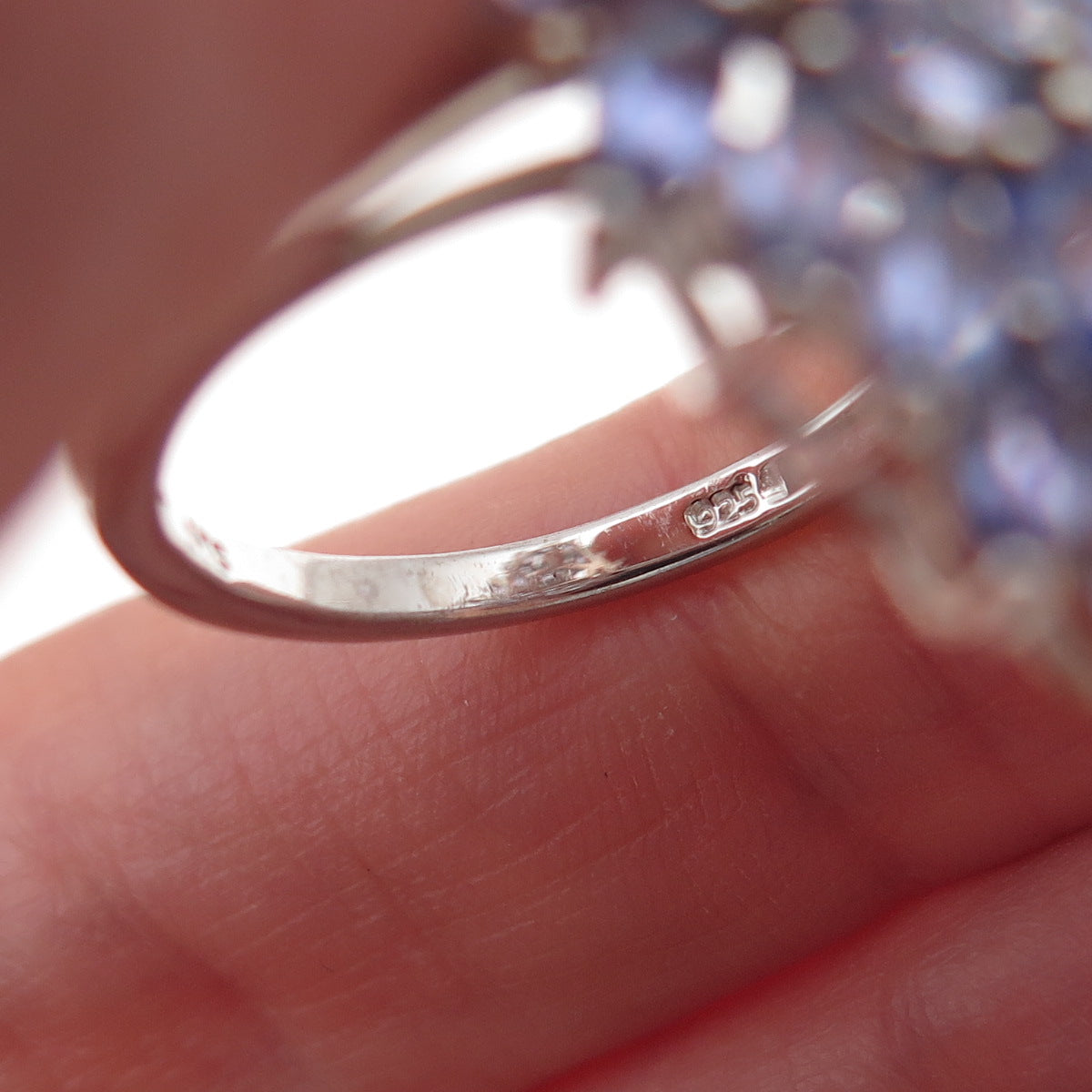 Chuck Clemency 925 Sterling Silver Real Multi-Cut Tanzanite Cluster Ring Size 8
