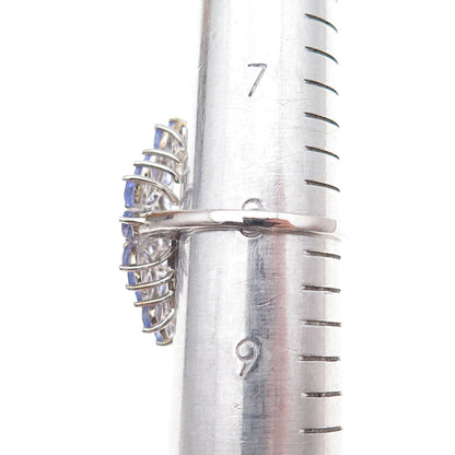 Chuck Clemency 925 Sterling Silver Real Multi-Cut Tanzanite Cluster Ring Size 8