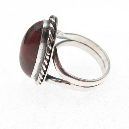 Old Pawn 925 Sterling Silver Vintage Southwestern Agate Tribal Ring Size 7