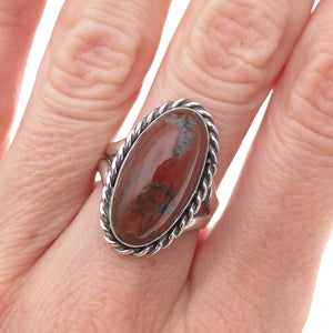 Old Pawn 925 Sterling Silver Vintage Southwestern Agate Tribal Ring Size 7