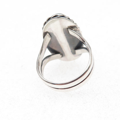 Old Pawn 925 Sterling Silver Vintage Southwestern Agate Tribal Ring Size 7