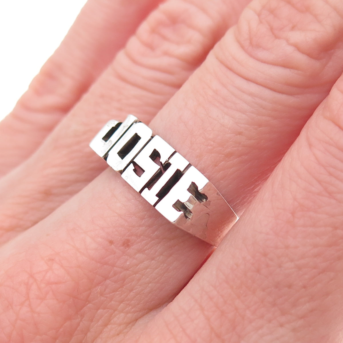 Laredo 925 Sterling Silver Vintage Josie Name Oxidized Ring Size 6.5