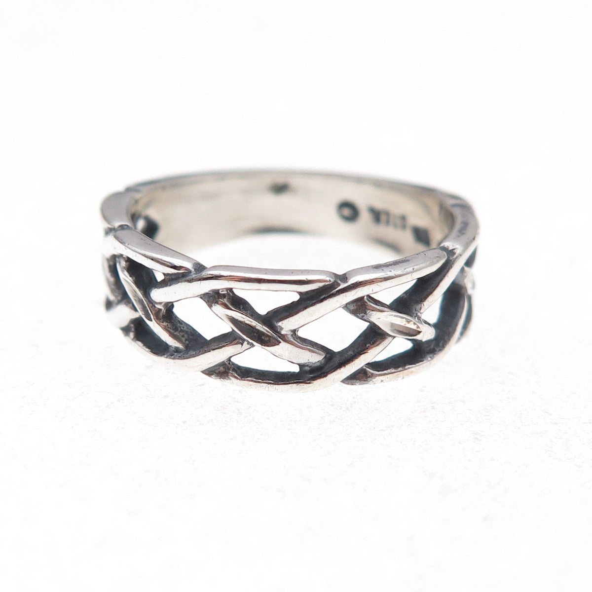 Wheeler Mfg 925 Sterling Silver Vintage Woven Oxidized Ring Size 5