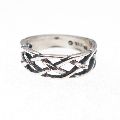 Wheeler Mfg 925 Sterling Silver Vintage Woven Oxidized Ring Size 5