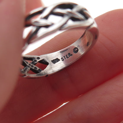 Wheeler Mfg 925 Sterling Silver Vintage Woven Oxidized Ring Size 5