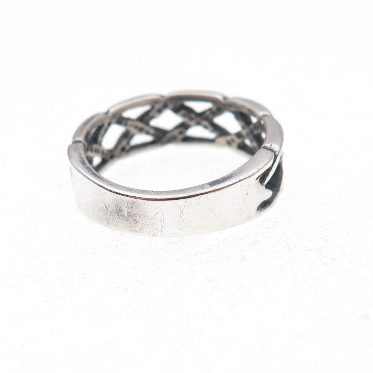 Wheeler Mfg 925 Sterling Silver Vintage Woven Oxidized Ring Size 5