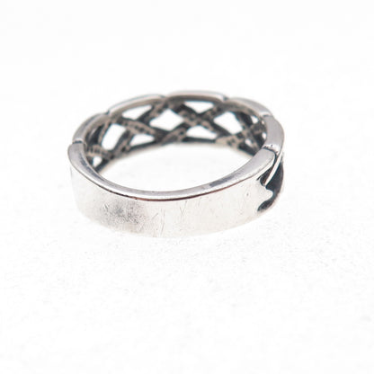 Wheeler Mfg 925 Sterling Silver Vintage Woven Oxidized Ring Size 5