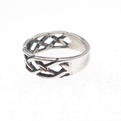 Wheeler Mfg 925 Sterling Silver Vintage Woven Oxidized Ring Size 5