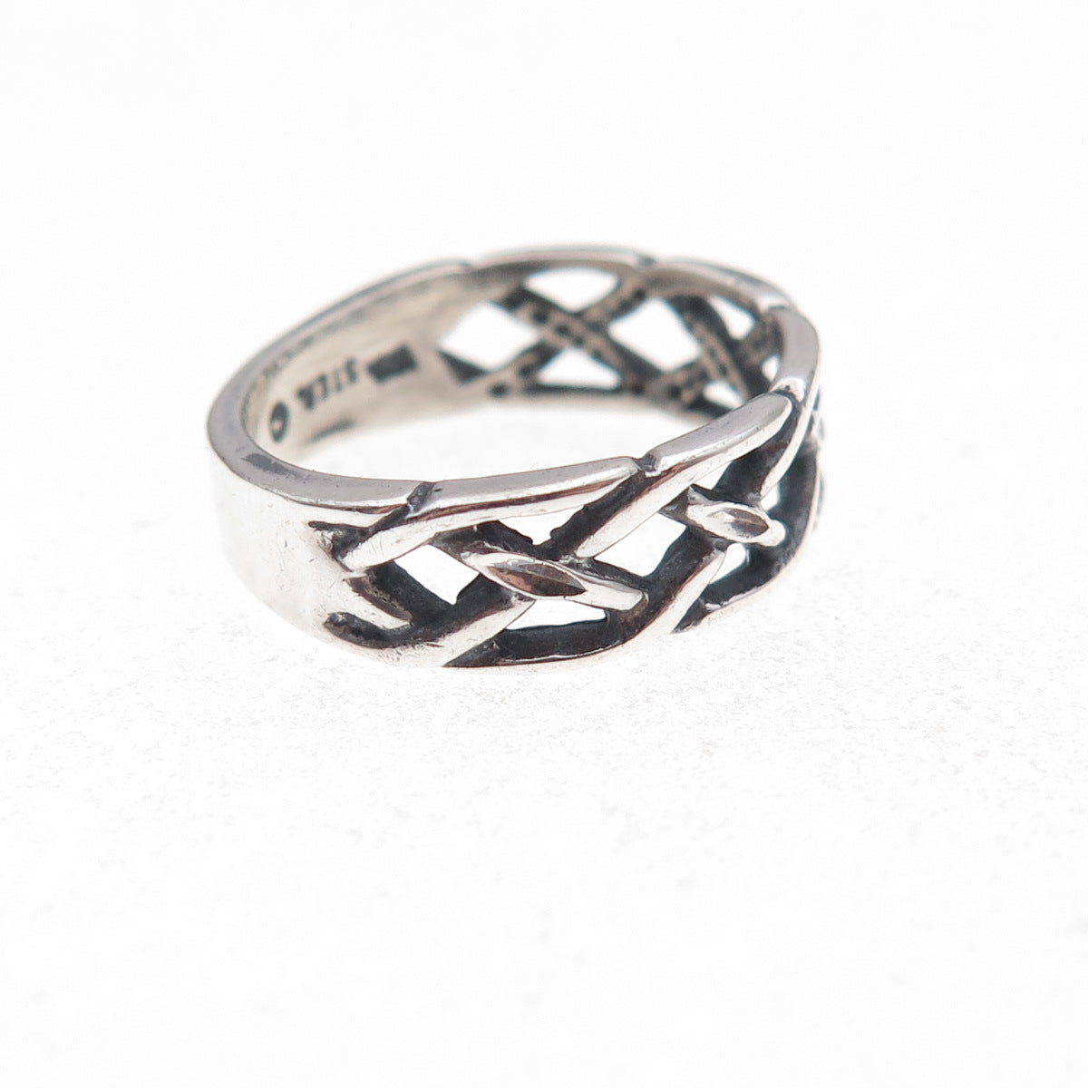 Wheeler Mfg 925 Sterling Silver Vintage Woven Oxidized Ring Size 5