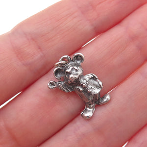 925 Sterling Silver Vintage Mickey Mouse Oxidized 3D Charm Pendant