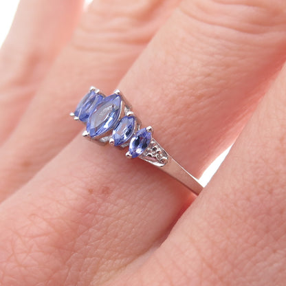 Chuck Clemency 925 Sterling Silver Real Diamond & Tanzanite Ring Size 8.25