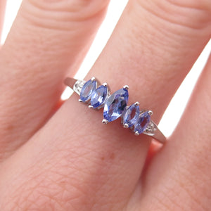 Chuck Clemency 925 Sterling Silver Real Diamond & Tanzanite Ring Size 8.25