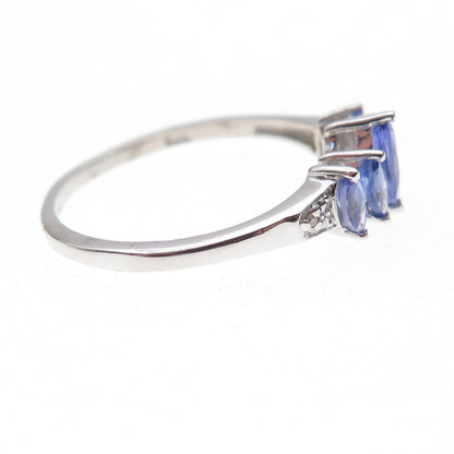Chuck Clemency 925 Sterling Silver Real Diamond & Tanzanite Ring Size 8.25