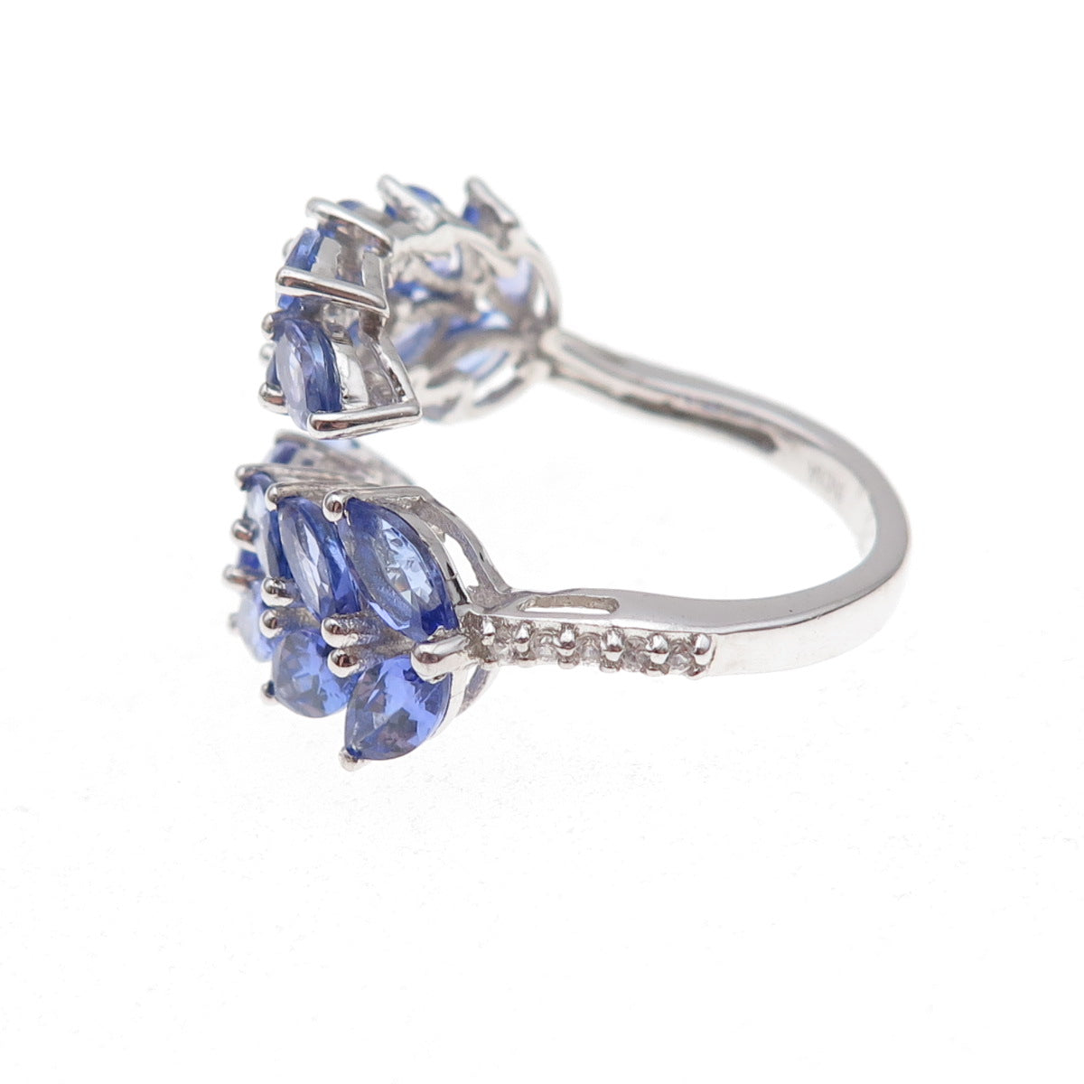 Chuck Clemency Sterling Real Tanzanite & White Topaz Adjustable Ring Size 8.25