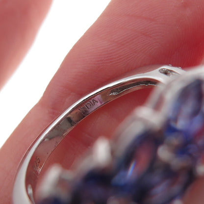 Chuck Clemency Sterling Real Tanzanite & White Topaz Adjustable Ring Size 8.25