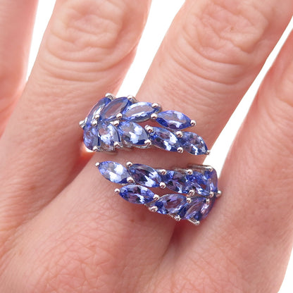 Chuck Clemency Sterling Real Tanzanite & White Topaz Adjustable Ring Size 8.25