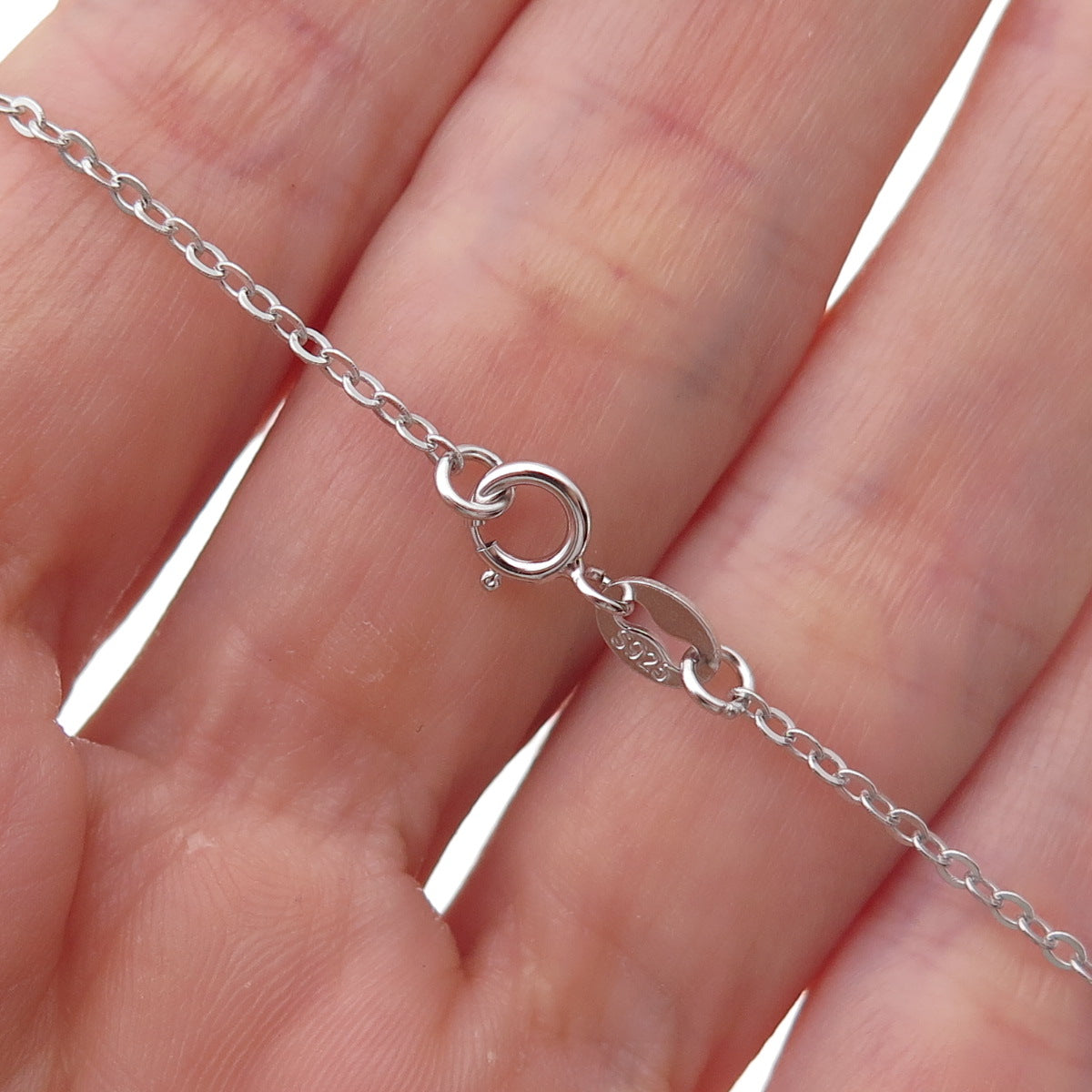 925 Sterling Silver Blue & White C Z Cable Chain Necklace 18"