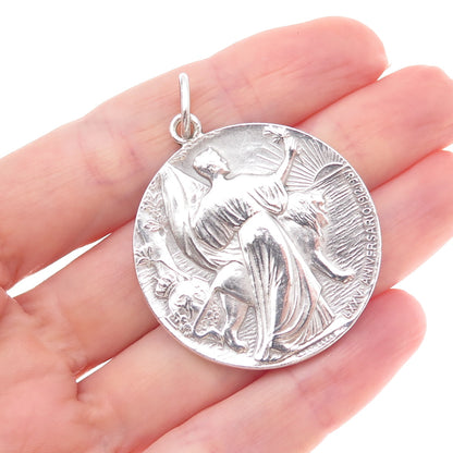 925 Sterling Vintage Spain King Alfonso XIII & Queen Victoria Medal Pendant