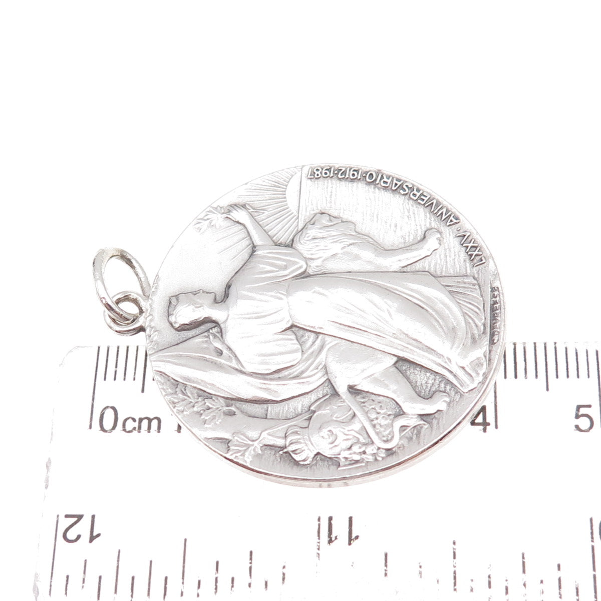 925 Sterling Vintage Spain King Alfonso XIII & Queen Victoria Medal Pendant