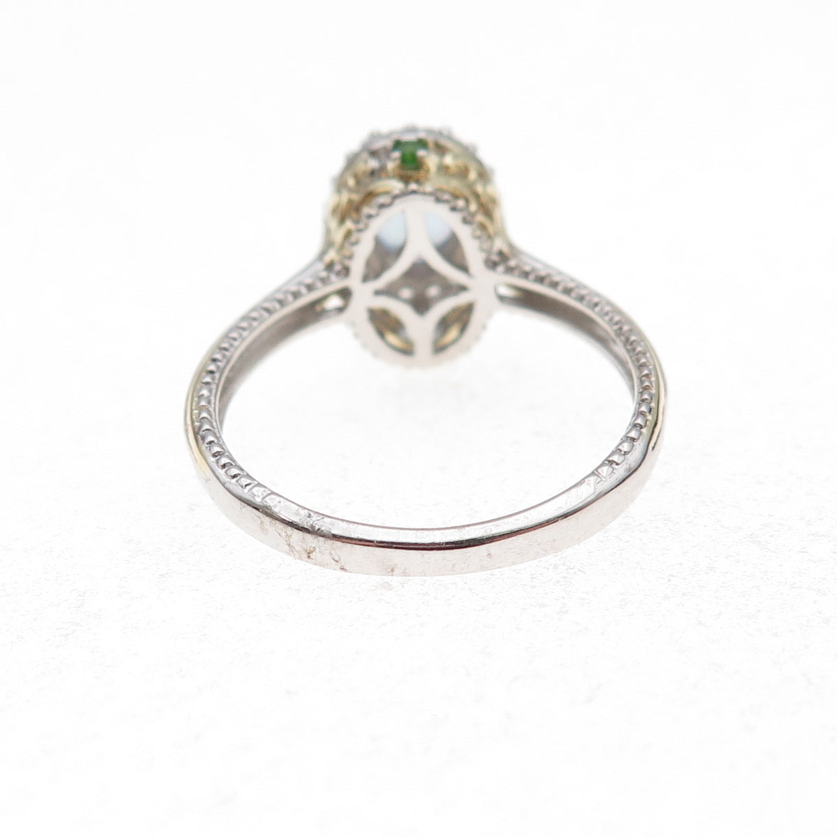 Chuck Clemency 925 Sterling 2-Tone Real Tanzanite Peridot & Topaz Ring Size 8