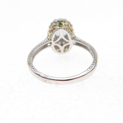 Chuck Clemency 925 Sterling 2-Tone Real Tanzanite Peridot & Topaz Ring Size 8