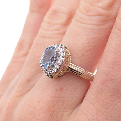Chuck Clemency 925 Sterling 2-Tone Real Tanzanite Peridot & Topaz Ring Size 8