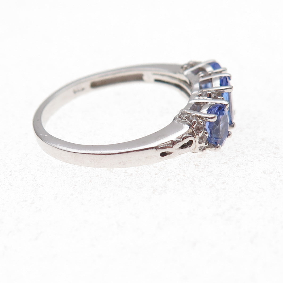 Chuck Clemency 925 Sterling Silver Real Tanzanite & White Topaz Ring Size 8.25