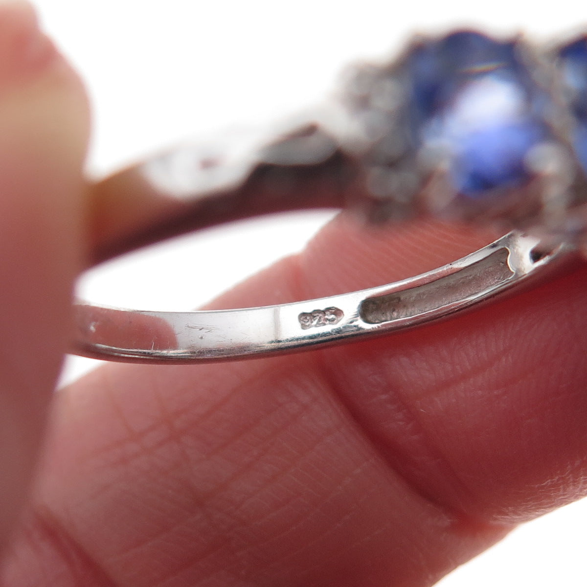 Chuck Clemency 925 Sterling Silver Real Tanzanite & White Topaz Ring Size 8.25