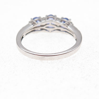 Chuck Clemency 925 Sterling Silver Real Tanzanite & White Topaz Ring Size 8.25