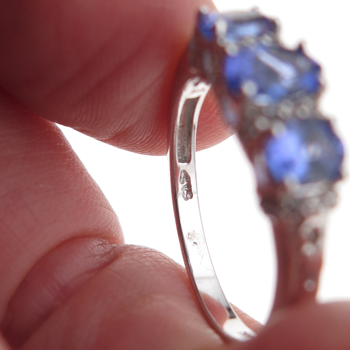 Chuck Clemency 925 Sterling Silver Real Tanzanite & White Topaz Ring Size 8.25