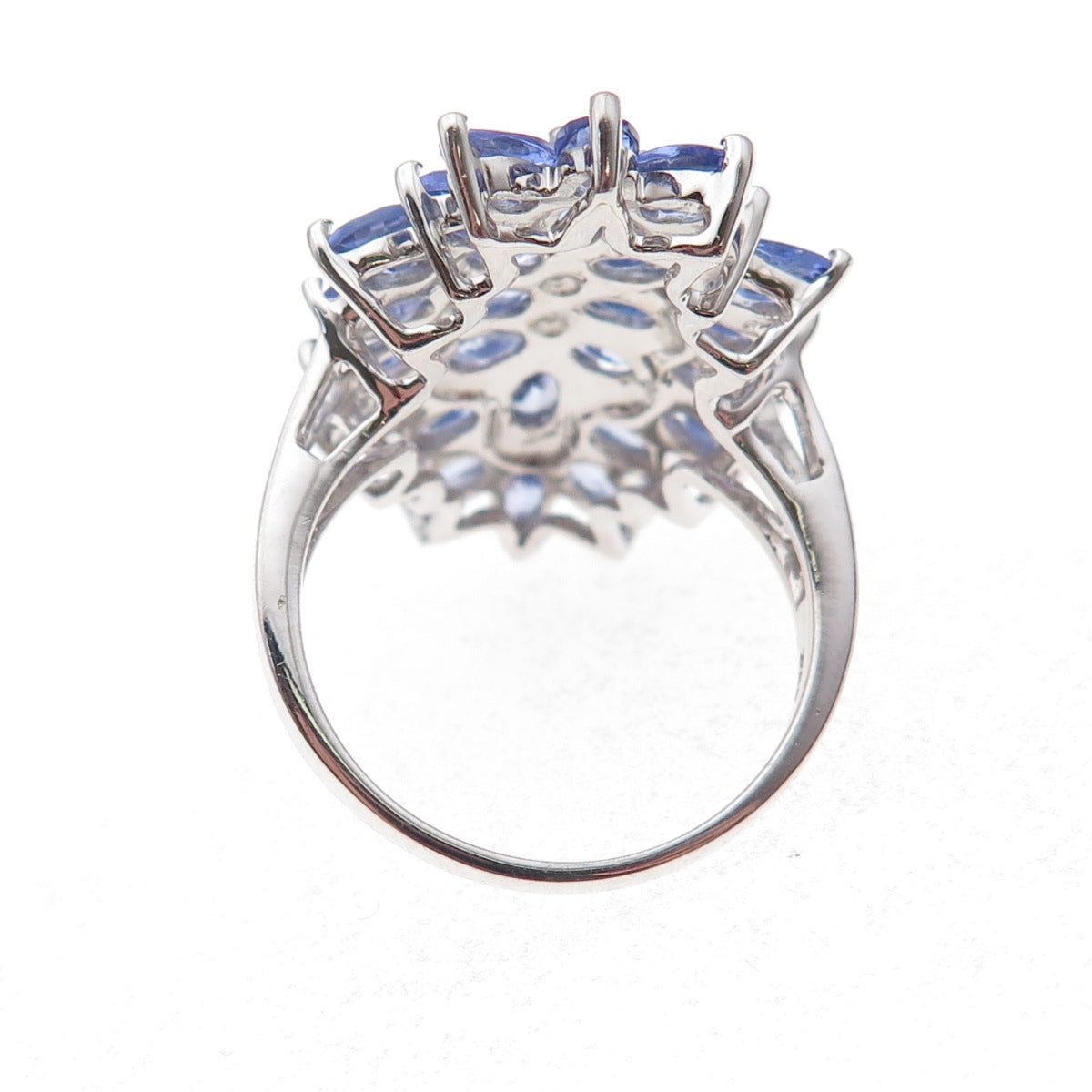 925 Sterling Silver Real Tanzanite & White Topaz Ring Size 8