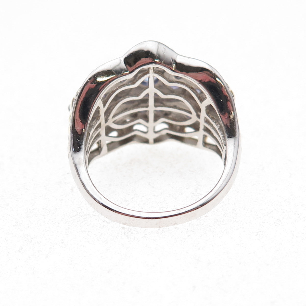 Chuck Clemency 925 Sterling Silver 2-Tone Real Tanzanite Ring Size 8