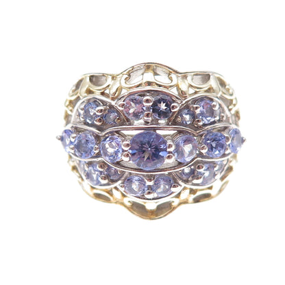 Chuck Clemency 925 Sterling Silver 2-Tone Real Tanzanite Ring Size 8
