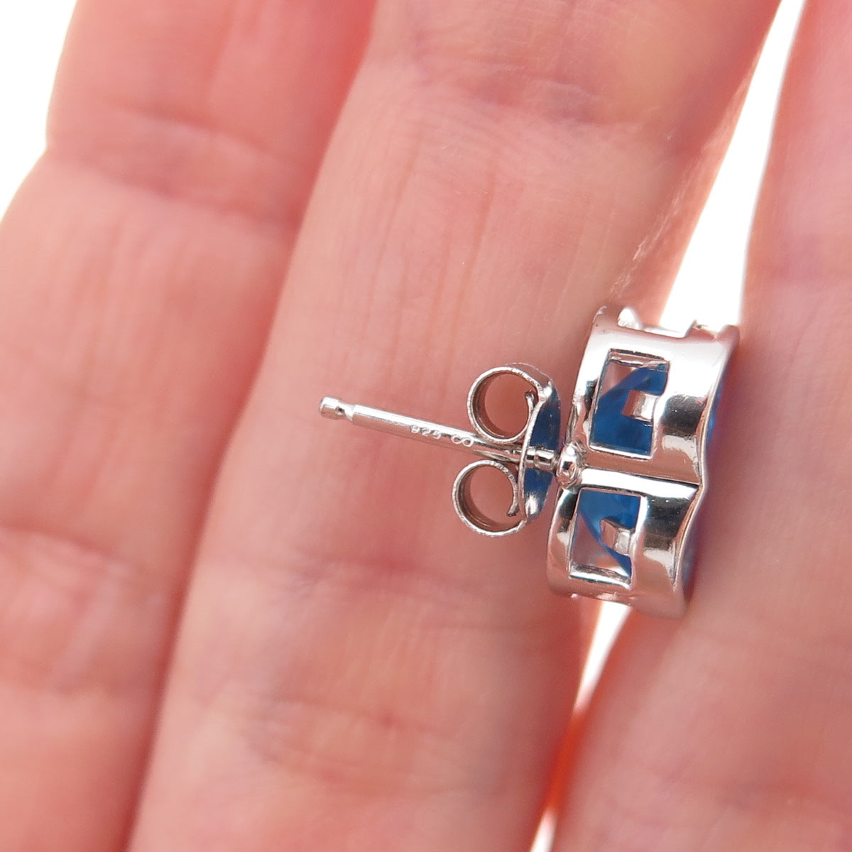 Atelier 925 Sterling Silver Real Heart-Cut Swiss Blue Topaz Stud Earrings