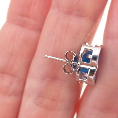 Atelier 925 Sterling Silver Real Heart-Cut Swiss Blue Topaz Stud Earrings