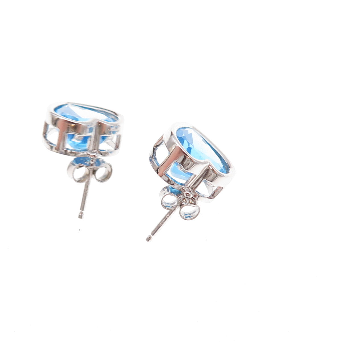 Atelier 925 Sterling Silver Real Heart-Cut Swiss Blue Topaz Stud Earrings
