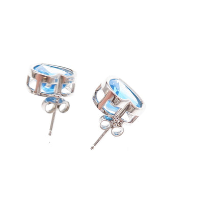 Atelier 925 Sterling Silver Real Heart-Cut Swiss Blue Topaz Stud Earrings