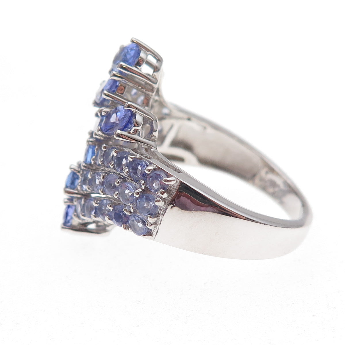 Chuck Clemency 925 Sterling Silver Real Oval & Round-Cut Tanzanite Ring Size 8