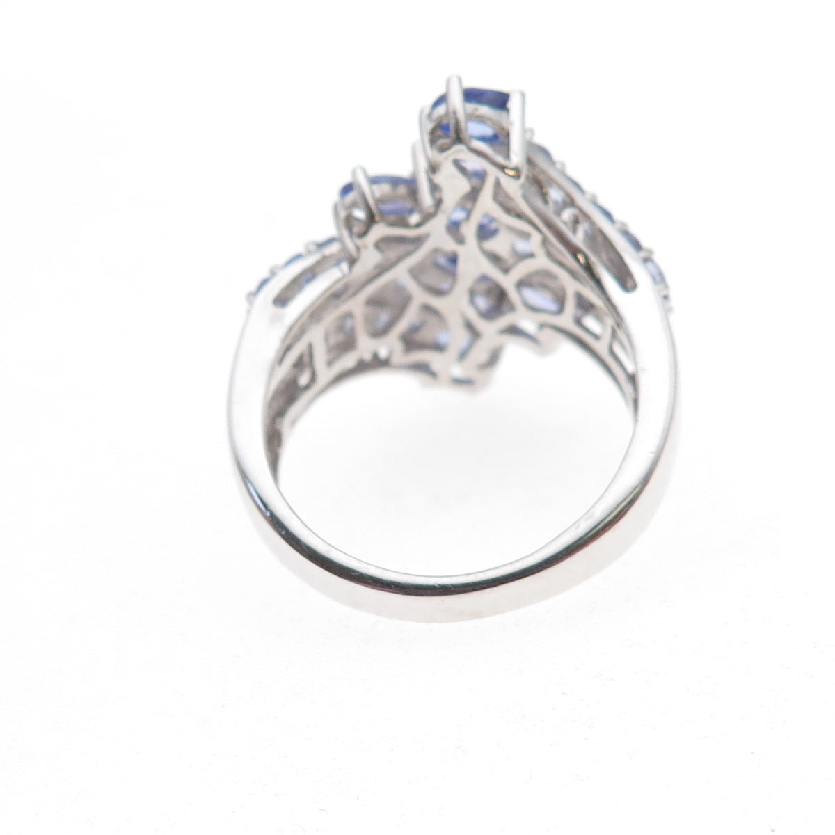 Chuck Clemency 925 Sterling Silver Real Oval & Round-Cut Tanzanite Ring Size 8