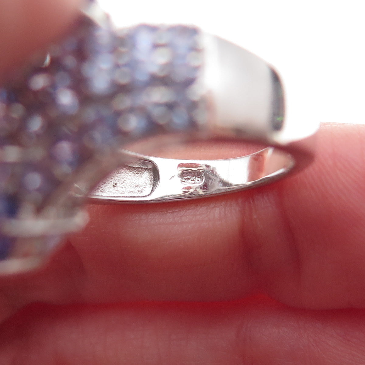 Chuck Clemency 925 Sterling Silver Real Oval & Round-Cut Tanzanite Ring Size 8