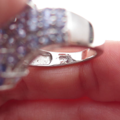 Chuck Clemency 925 Sterling Silver Real Oval & Round-Cut Tanzanite Ring Size 8