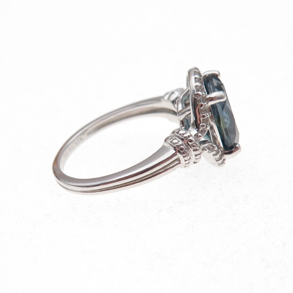 Colleen Lopez 925 Sterling Silver Real London Blue & White Topaz Ring Size 7