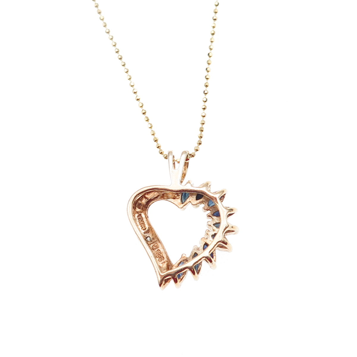 Ross Simons Sterling Gold Plated Real Diamond Accent Sapphire Heart Necklace 18"