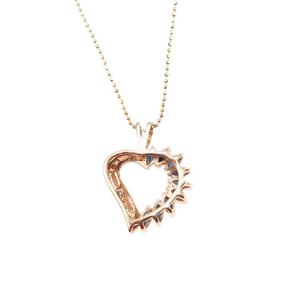 Ross Simons Sterling Gold Plated Real Diamond Accent Sapphire Heart Necklace 18"