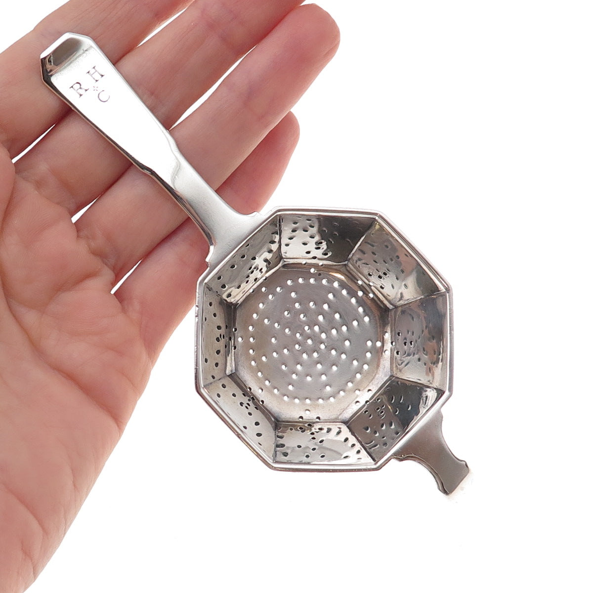 Tiffany & Co. Makers 925 Sterling Antique RHC Mono Over-The-Cup Tea Strainer