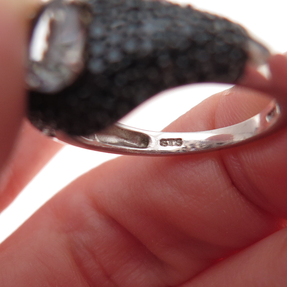 Chuck Clemency 925 Sterling Silver Real Tanzanite & Black Spinel Ring Size 8