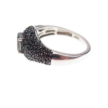 Chuck Clemency 925 Sterling Silver Real Tanzanite & Black Spinel Ring Size 8