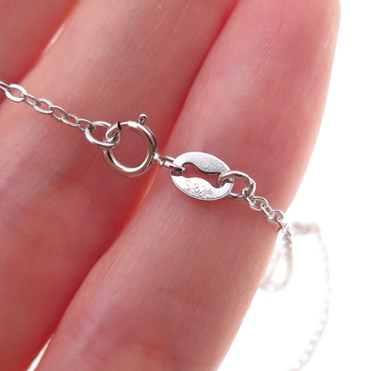 925 Sterling Silver Real Pearl Moonstone Amber & C Z Cable Chain Necklace 18"