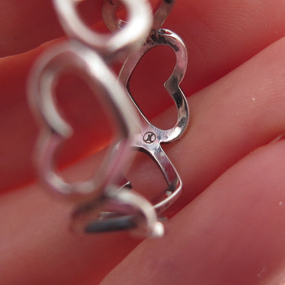 925 Sterling Silver Vintage Open Heart All Around Band Ring Size 8